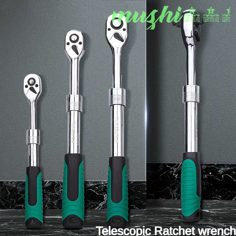 [muzhi] O50 1/4" 3/8'' 1/2'' Flex Head Socket Ratchet Wrench Extendable Ratchet For Auto Repair 72 Tooth Quick Release Spanner Hand Tool