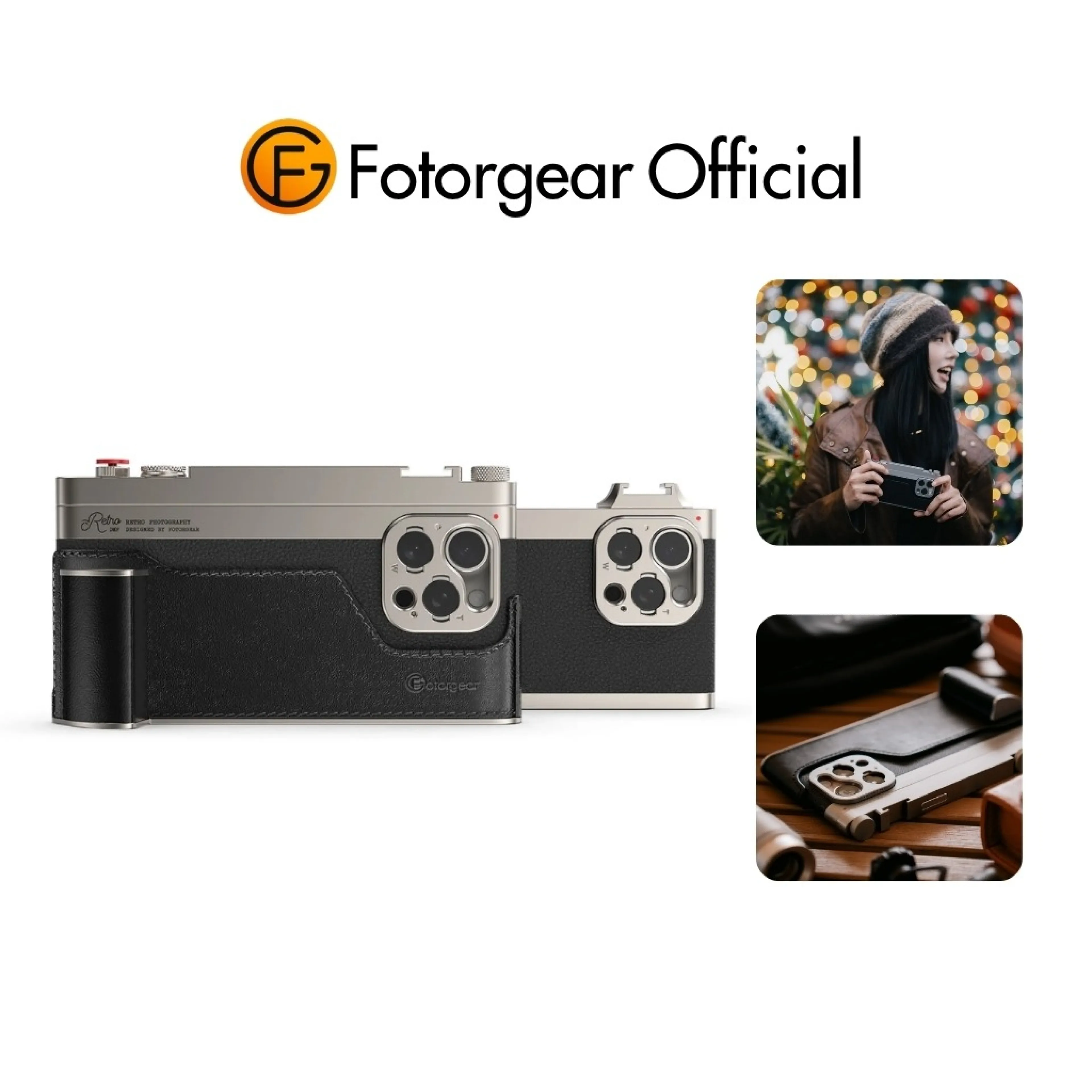 Fotorgear Case Retro Photography Kits Mobile Phone Case Camera Case 15-16Pro/Promax T-Mount System with Handle