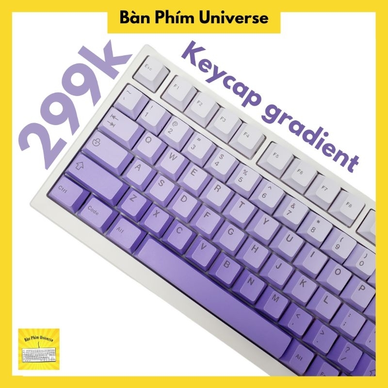 Keycap tím gradient - keycap pbt profile cherry 124 phím - keycap gradient tím cho bàn phím cơ - bàn phím universe