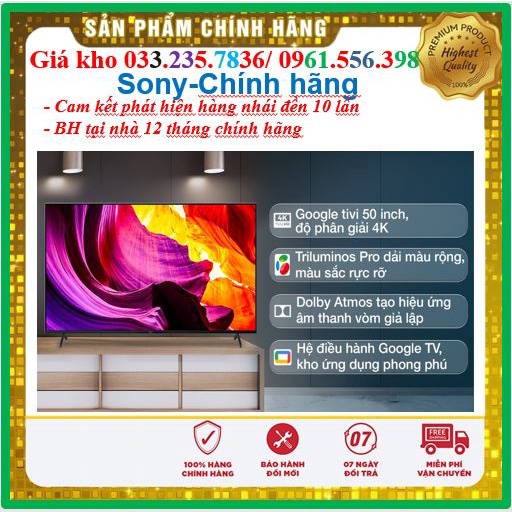 Smart Tivi Sony 50 Inch 4K UHD KD-50X80J &lt; Chính hãng BH:24 tháng tại nhà toàn quốc&gt; - Mới 100%