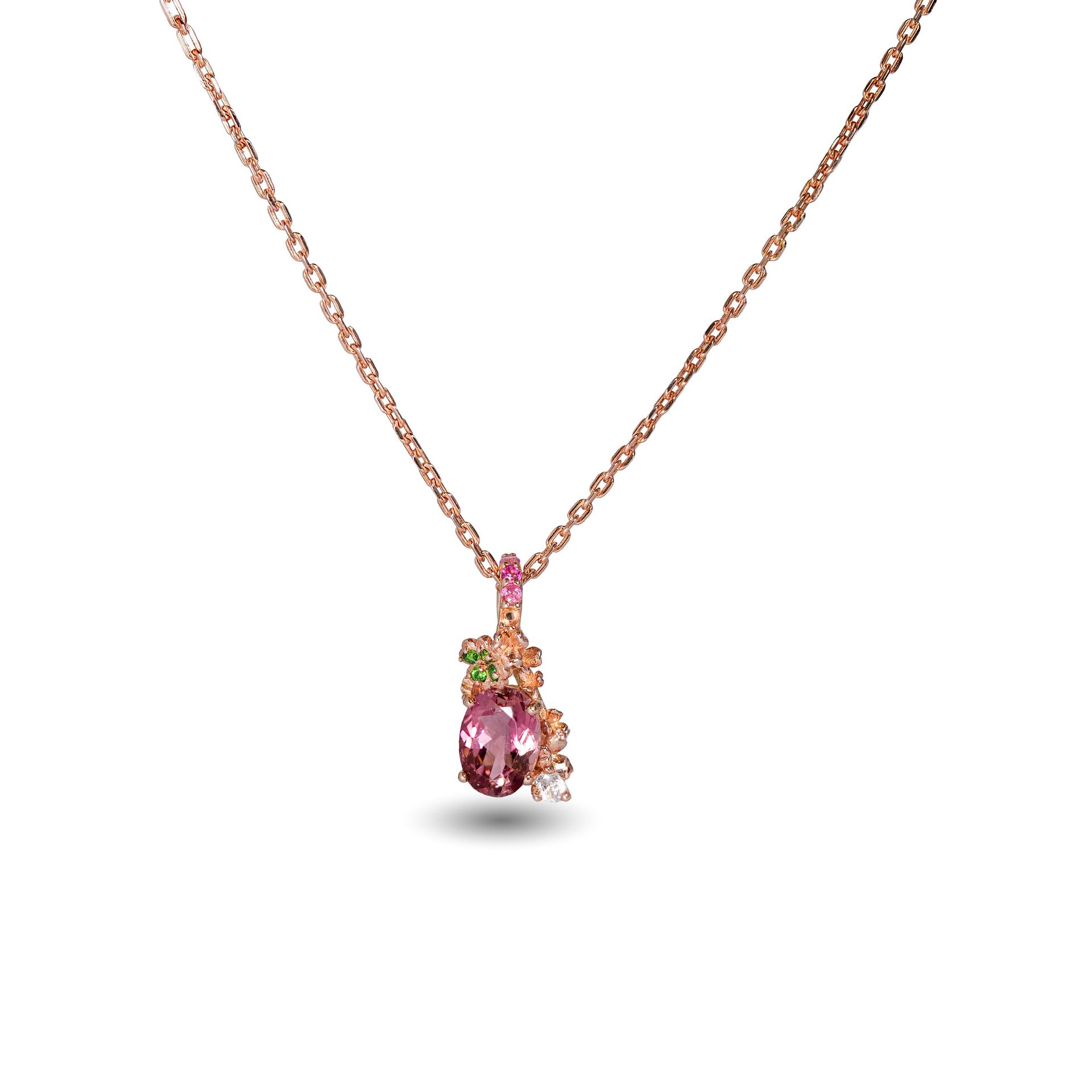 Axora Clover necklace with tourmaline 9k rose gold ราคา 15,600 บาท*ส่งฟรี