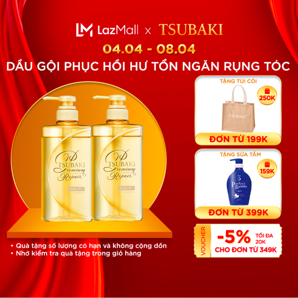 [COMBO 2] Dầu gội phục hồi hư tổn ngăn rụng tóc Tsubaki premium repair shampoo 490ml x 2 giá rẻ