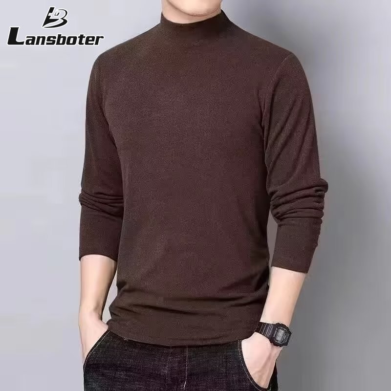 Lansboter áo khoác mùa đông áo sweater áo len mùa đông Cổ cao vừa nam hai mặt nhung giữa cổ áo Áo Thun Mặc Lót Dệt Kim ôm vừa Áo có lớp lót ấm