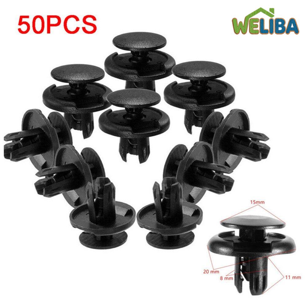 50Pcs Clips 8mm Hole Black Plastic Rivets Push Pin Rivet Fastener Clips For Car Bumper Door Trim For Toyota For Suzuki For Mazda ราคา 149 บาท*ส่งฟรี