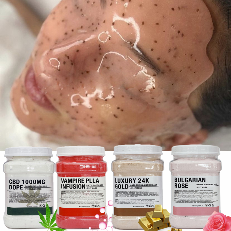 【Free shipping】 Beauty Salon Diy Spa Soft Hydro Jelly Powder Whole Collagen Hyaluronic Acid Rose Gold Rubber Skincare 650g