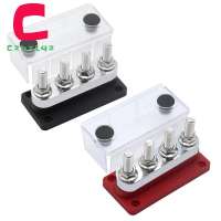 [LA19REA]600A Bus Bar 4-Stud (3/8 Inch) M10 High Current Copper Busbar Terminal Block Marine DC 12V 24V 48V with Cover