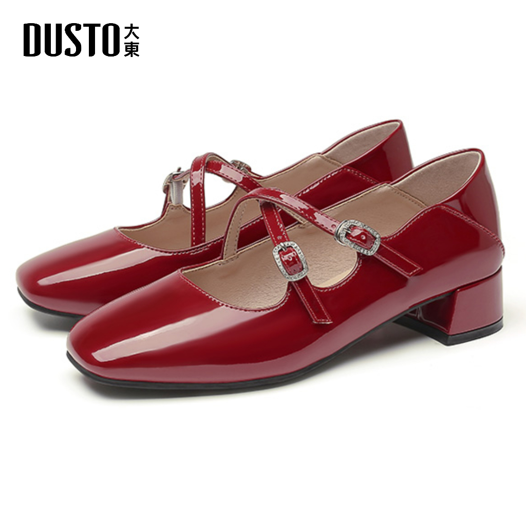 DUSTO รองเท้าทรงบันเล่ต์ มีส้น 2024 รองเท้าแมรี่เจน y2k สไตล์ย้อนยุค ราคา 469 บาท*ส่งฟรี