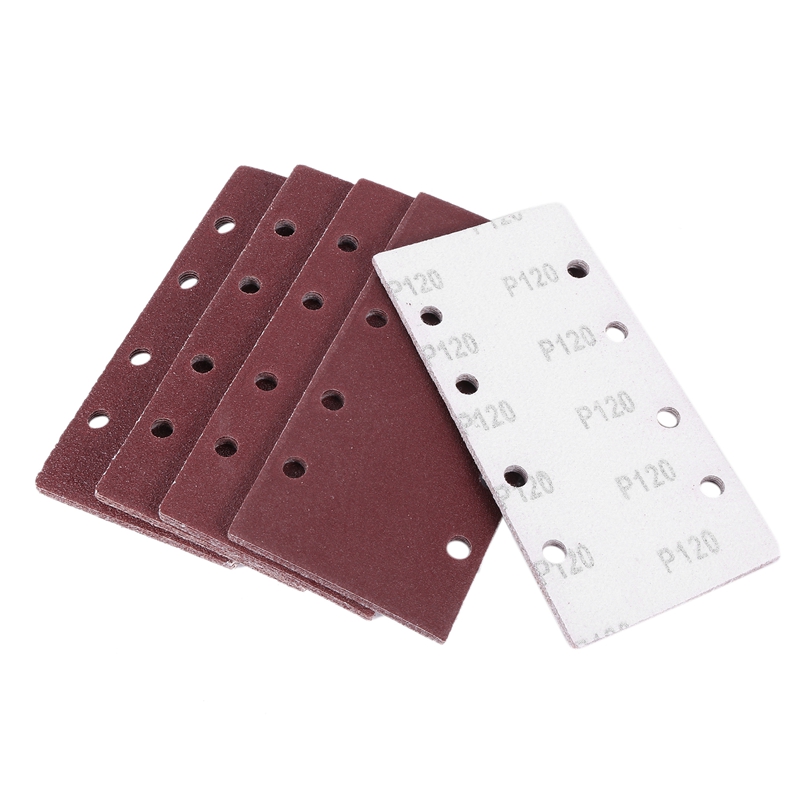 (TEBM) 25 Pcs Sanding Pads,Sanding Paper Hook and Loop Sand Sheet 93x185mm Punched 8 Holes Grits 40/60/80/120 Fit Sheet Orbital Sander Multi-Sander Aluminum Oxide Grain