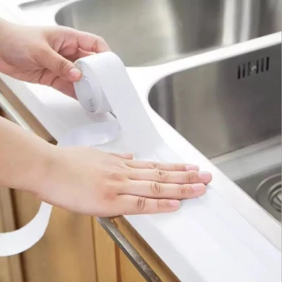 SHIMOYAMA Bathroom Shower Sink Bathtub Sealing Strip Tape White PVC Self adhesive Waterproof Wall Sticker for Bathroom Kitchen 3.2mx38mm