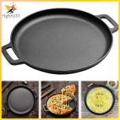 30cm Cast Iron Pizza Pan with Dual Handles for BBQ