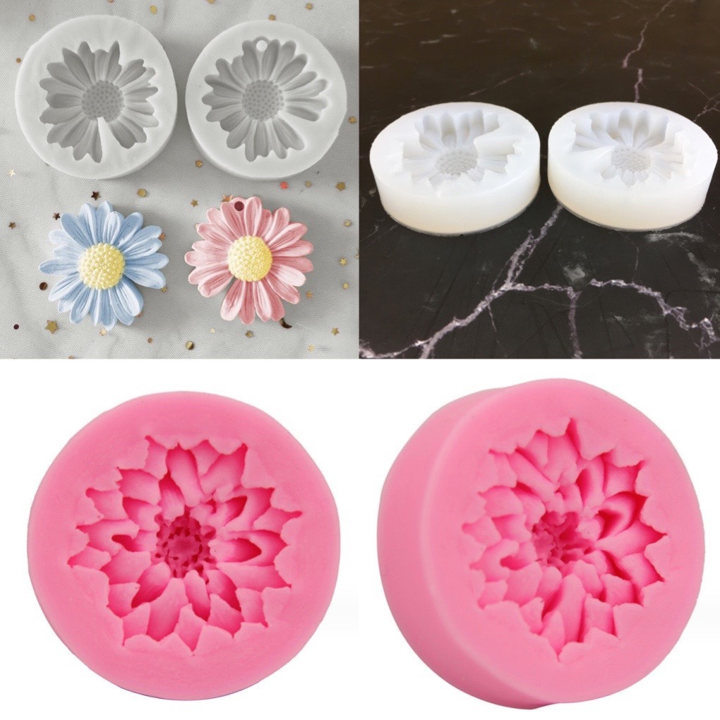 Hcm - khuôn silicon hoa cúc hoạ mi 4d dễ thương nhiều size cakeshop