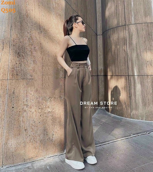 Quần baggy màu nâu lạnh dáng suông Q505