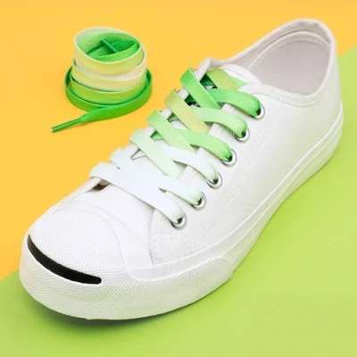 AL 1Pair Colorful Shoelaces Candy Gradient Print Flat Canvas Shoe Lace Shoes Casual Chromatic Colour Shoelaces