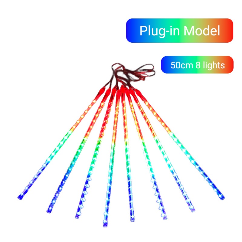 UORRIS Solar LED Waterproof Meteor Shower Rain Lights 8 tube Meteor Lamp Christmas Decoration Rainbow Light