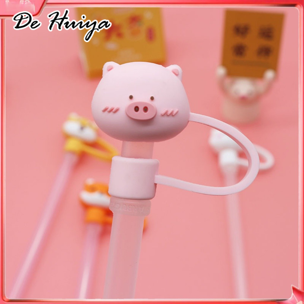 DEHUIYA ชุดหลอดซิลิโคนอ่อนนุ่ม2ชิ้นกันฝุ่นใช้ซ้ำได้ดีไซน์การ์ตูนน่ารัก ราคา 16 บาท*ส่งฟรี