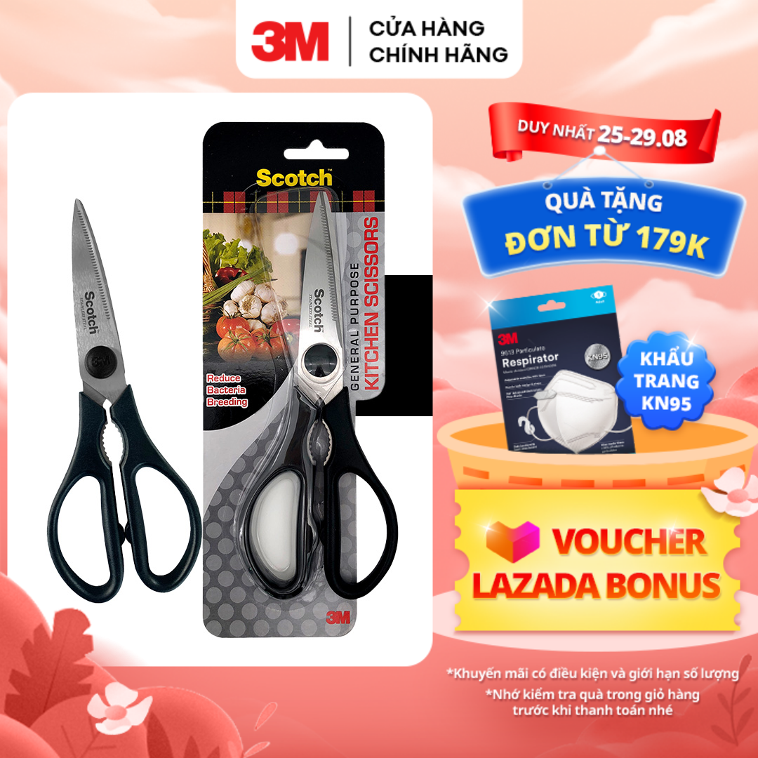 Kéo nhà bếp đa năng 3M™ Scotch™, lưỡi kéo sắc bén, chống gỉ sét, vỉ 1 cái, cao cấp, có khả năng kháng khuẩn