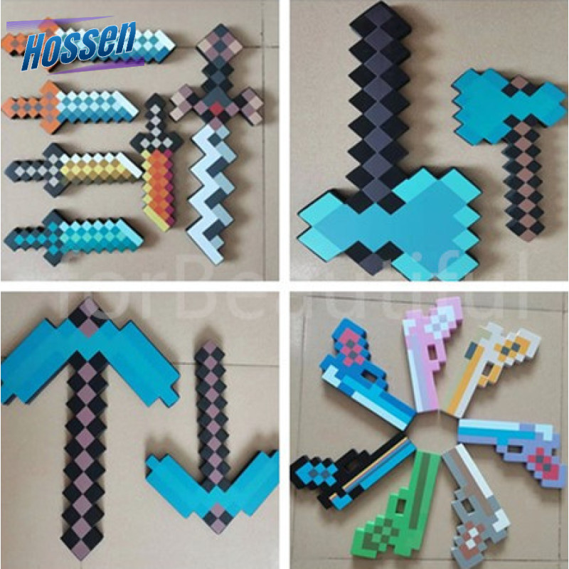 EVA Foam Diamond Pickaxe Gun Ax Hamaxe Swords Game Model Toy Kids Gift Action Figure Toys Cosplay Brinquedos ราคา 41 บาท*ส่งฟรี