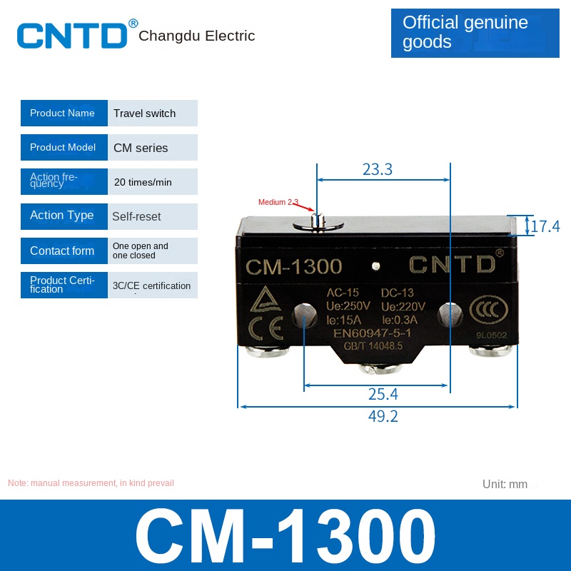 Công Tắc Hành Trình CM-1300 | Micro Switch Changde CM-1307/1308/1305/1306/1300/1303TM Cho Tự Động Hóa