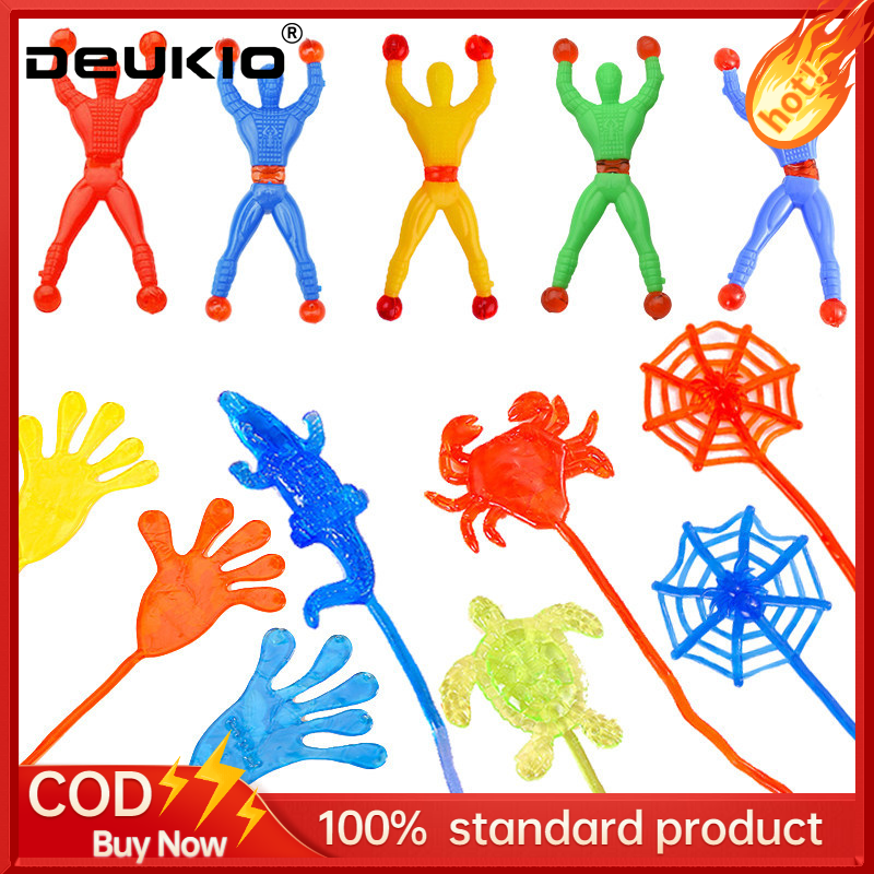 DEUKIO Stretchy Sticky Hand Toys for Kids - Fun Wall Climbing Spiderman & Animal Shaped Stress Relief Playset ราคา 11 บาท*ส่งฟรี