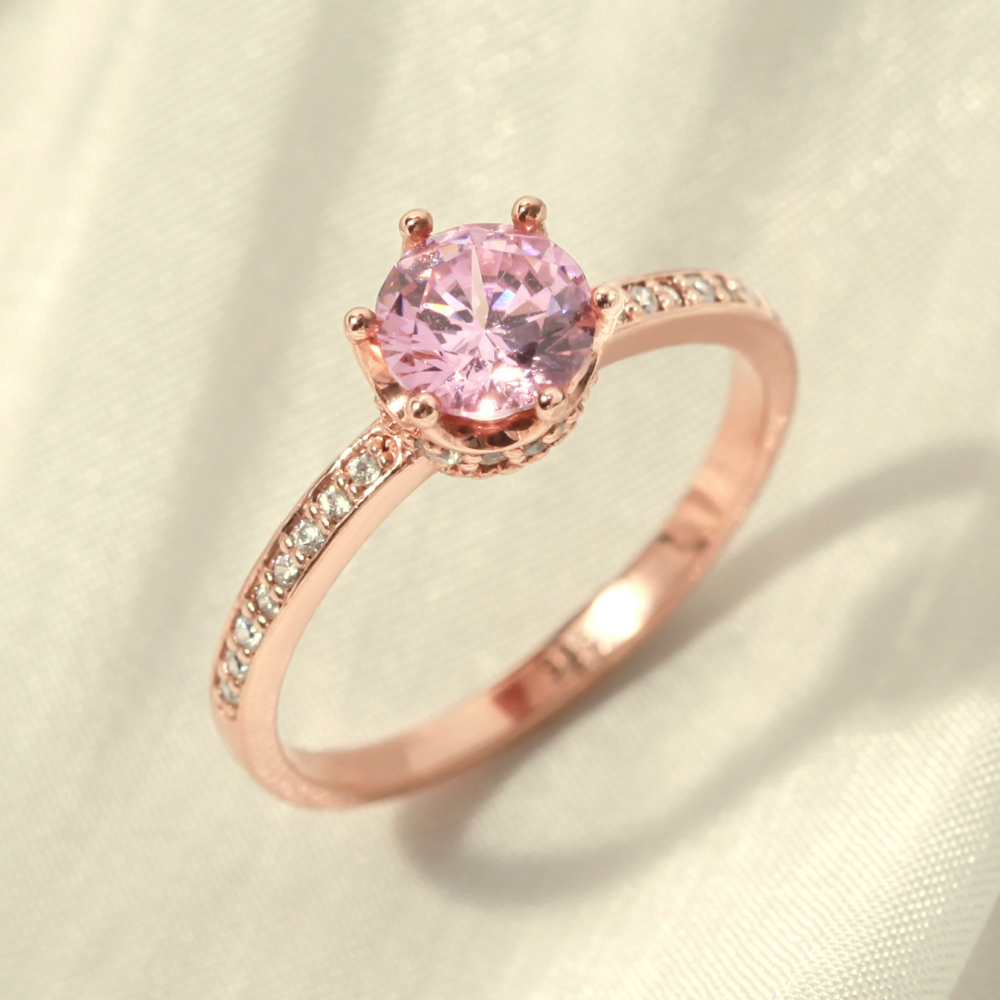 Nhẫn bạc 925 cara luna đá cz tròn vương miện lấp lánh crown ring - vcr16-cz