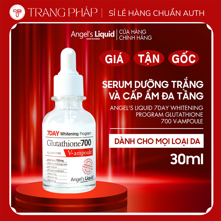 Serum dưỡng trắng da chuyên sâu Anɡel's Liquid 7day Whitening Program Glutathione 700 V-Ample 30ml Hàn Quốc