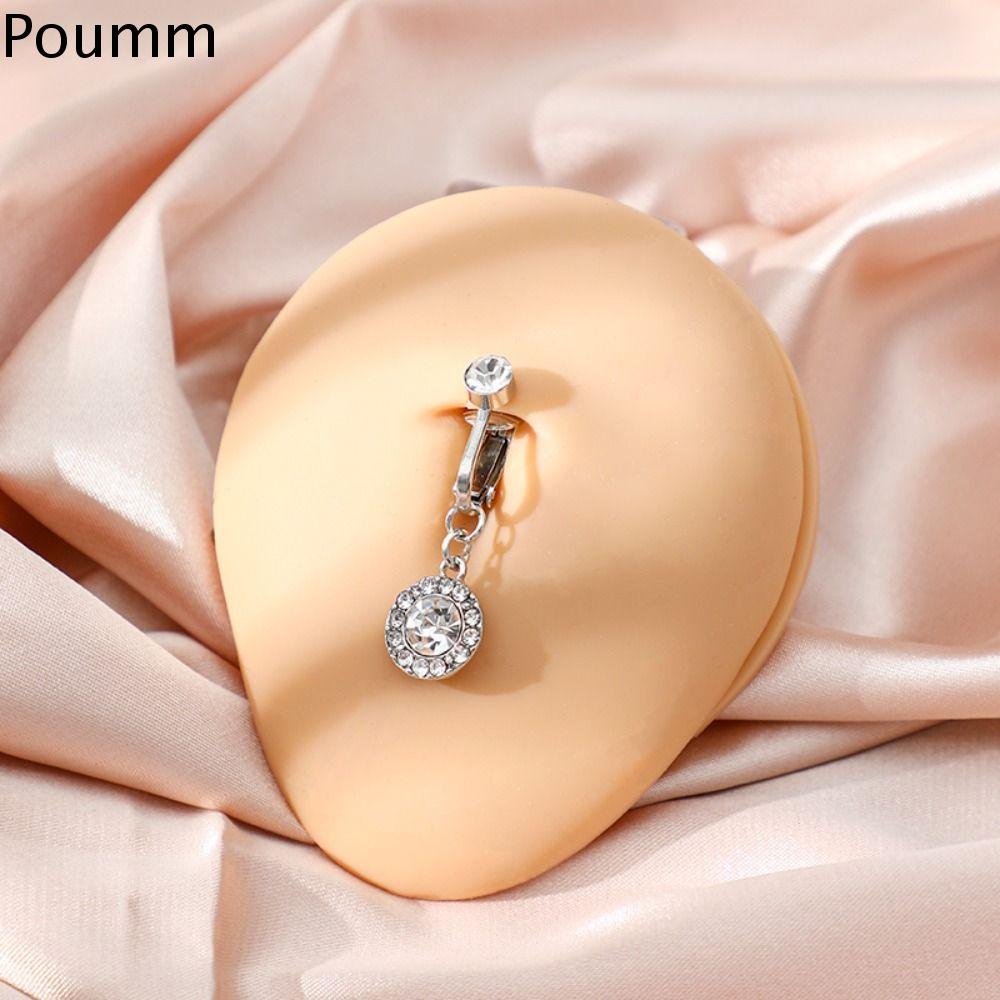 POUMM Đơn giản Sang trọng Rốn Bướm Nút Zircon Trang sức Xỏ Khuyên bụng Trang sức cơ thể Khuyên rốn Khuyên rốn