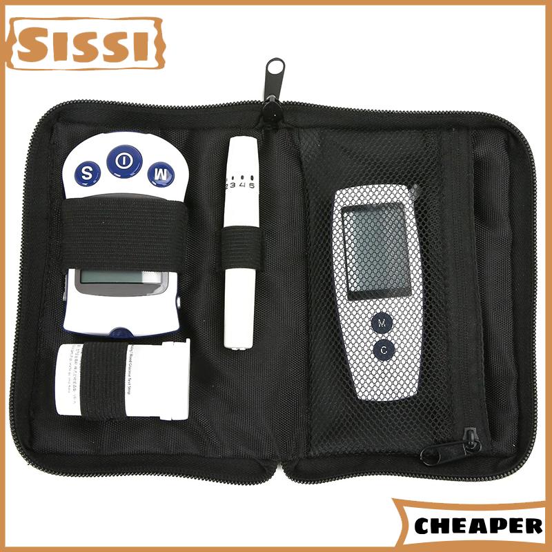 Sissi Xách tay máy đo đường huyết lưu trữ túi huyết áp và oxy Meter Carrier Organizer Dây Kéo Màu Đen lưu trữ túi hộ gia đình
