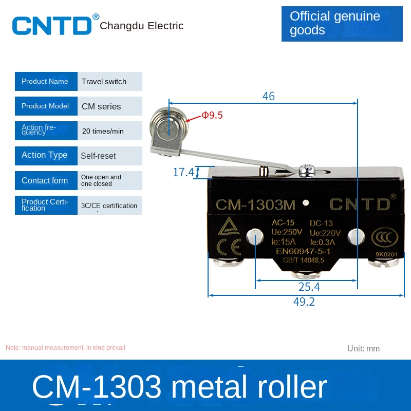 Công Tắc Hành Trình CM-1303 (KL) | Micro Switch Changde CM-1307/1308/1305/1306/1300/1303TM Cho Tự Động Hóa
