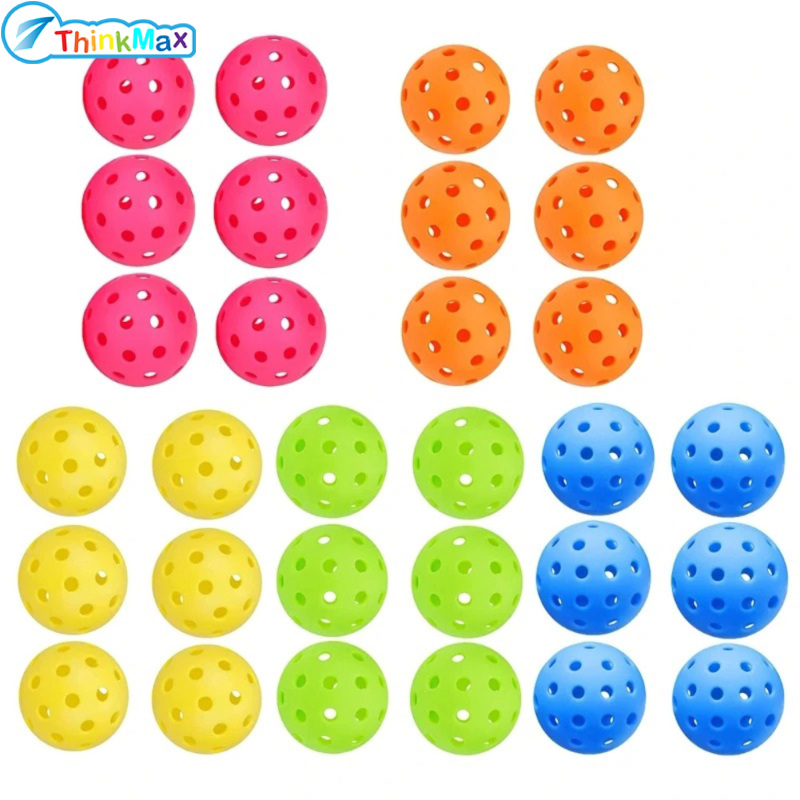 6pcs/set Luminous Pickleball Ball 40 Holes High Visibility Glow In The Dark Pickleball With Mesh Bag For Grown-ups Kids - ยี่ห้อ Thinkmax ราคา 148 บาท*ส่งฟรี