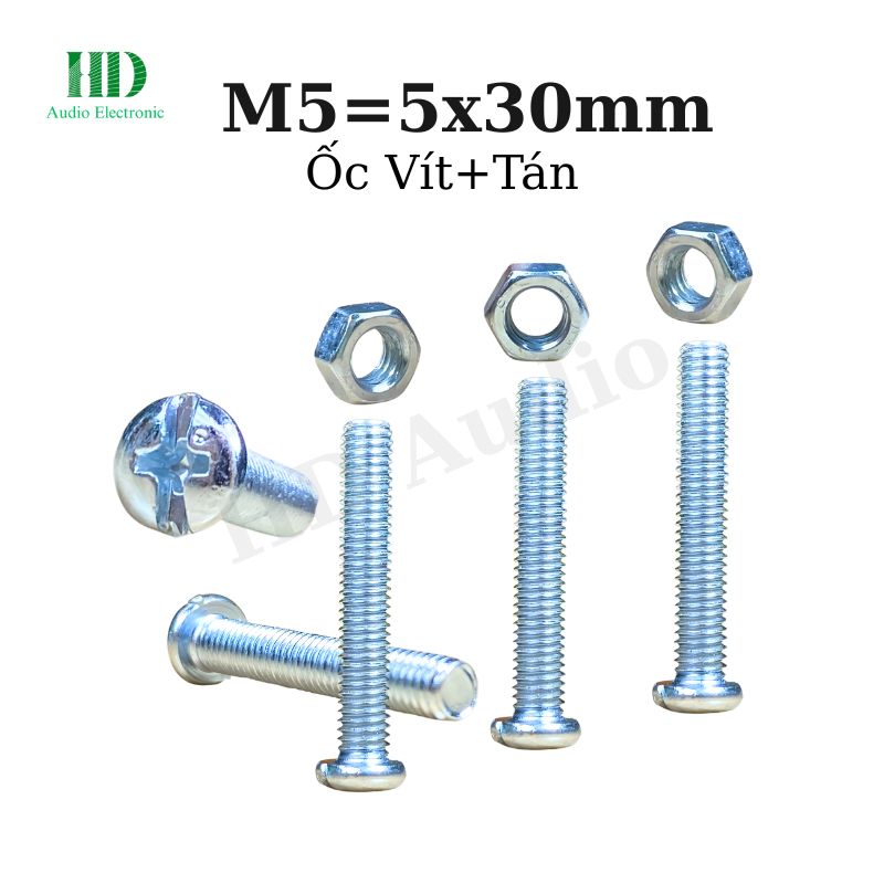 Ốc vít kèm tán M5x30mm túi 100 con - LinhKien HD audio
