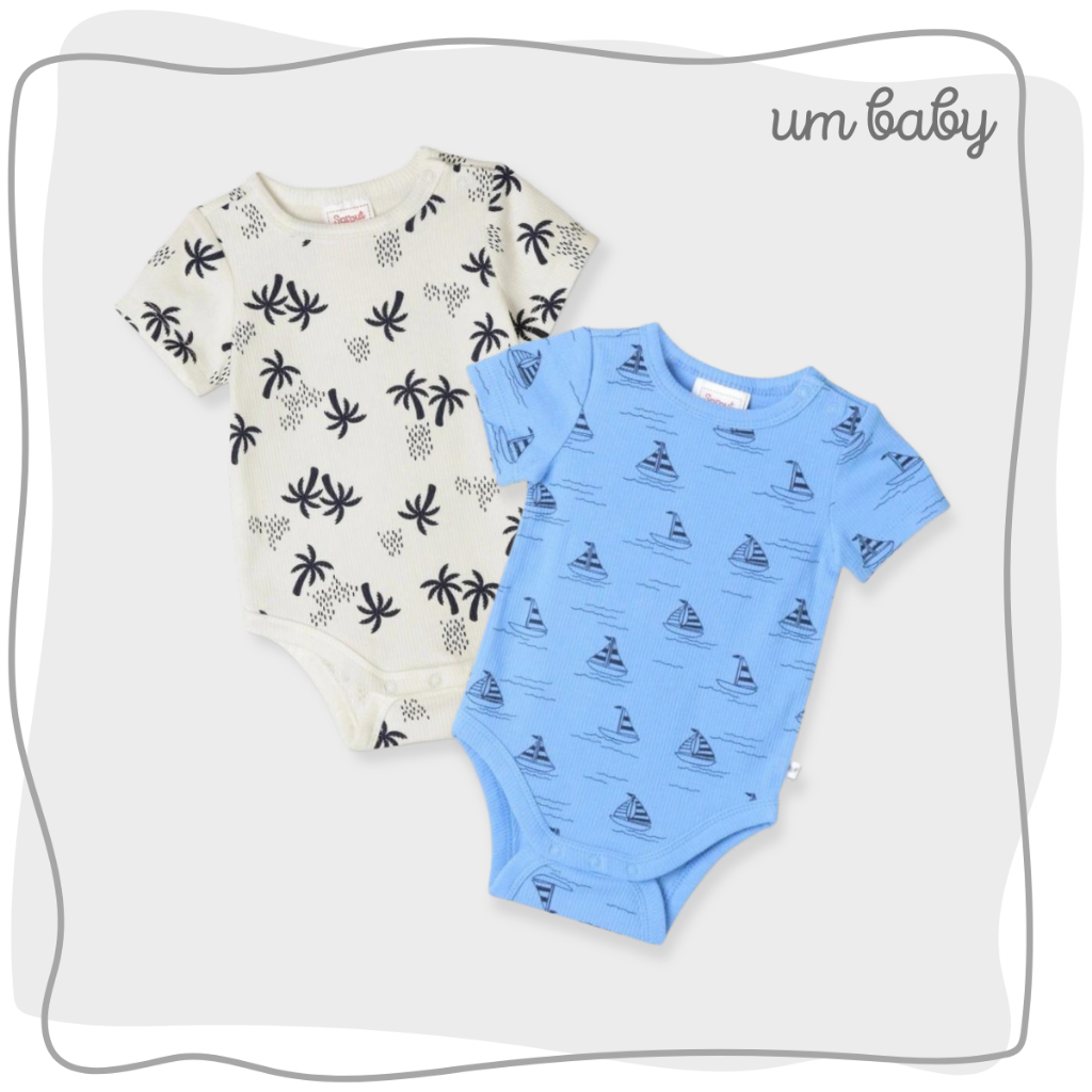 Bodysuit bé trai sơ sinh 0-12m SPROUT ngắn tay cotton mùa hè Body chip newborn xuất dư cho bé Áo liền quần bé trai