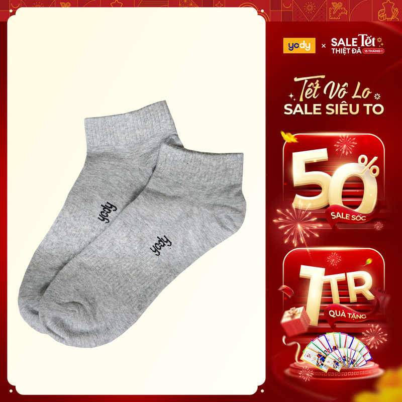 Tất nam yody cổ bo in logo cơ bản tam6003