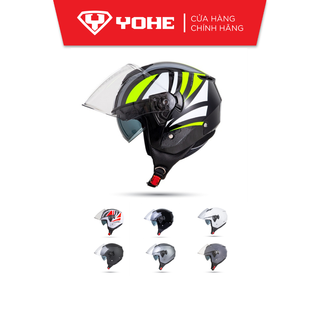 Mũ bảo hiểm 3/4 hai kính yohe 852