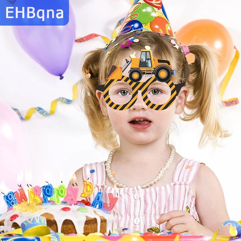 [COD] EHBqna SPORTS แว่นตากระดาษก่อสร้างบูธภาพถ่าย6ชิ้นอุปกรณ์ประกอบฉากรถขุดสำหรับเด็กผู้ชายรถแทรคเตอร์ก่อสร้างงานวันเกิดของตกแต่ง ราคา 36 บาท*ส่งฟรี
