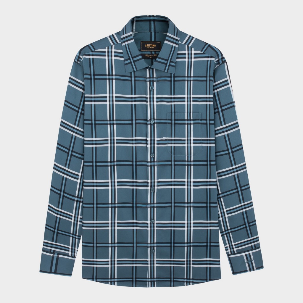 Áo Sơ Mi Nam Xanh Kẻ Trắng Aristino Business 100% cotton cao cấp mang đến cảm giác thoải mái thoáng