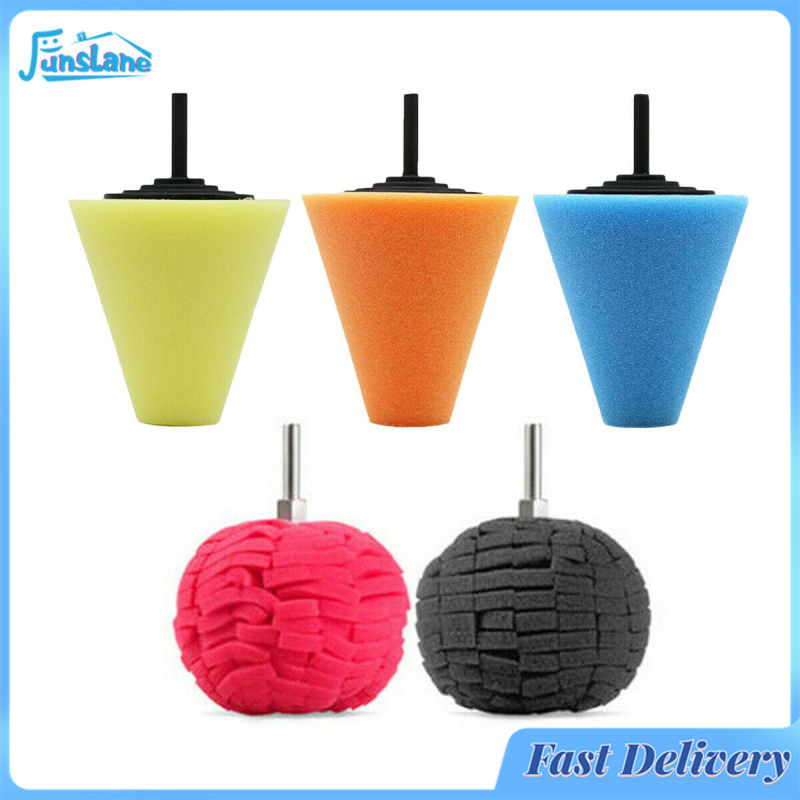 FunsLane 5pcs/set Sponge Steel Ring Polishing Door Handle Small Area Tapered Polishing