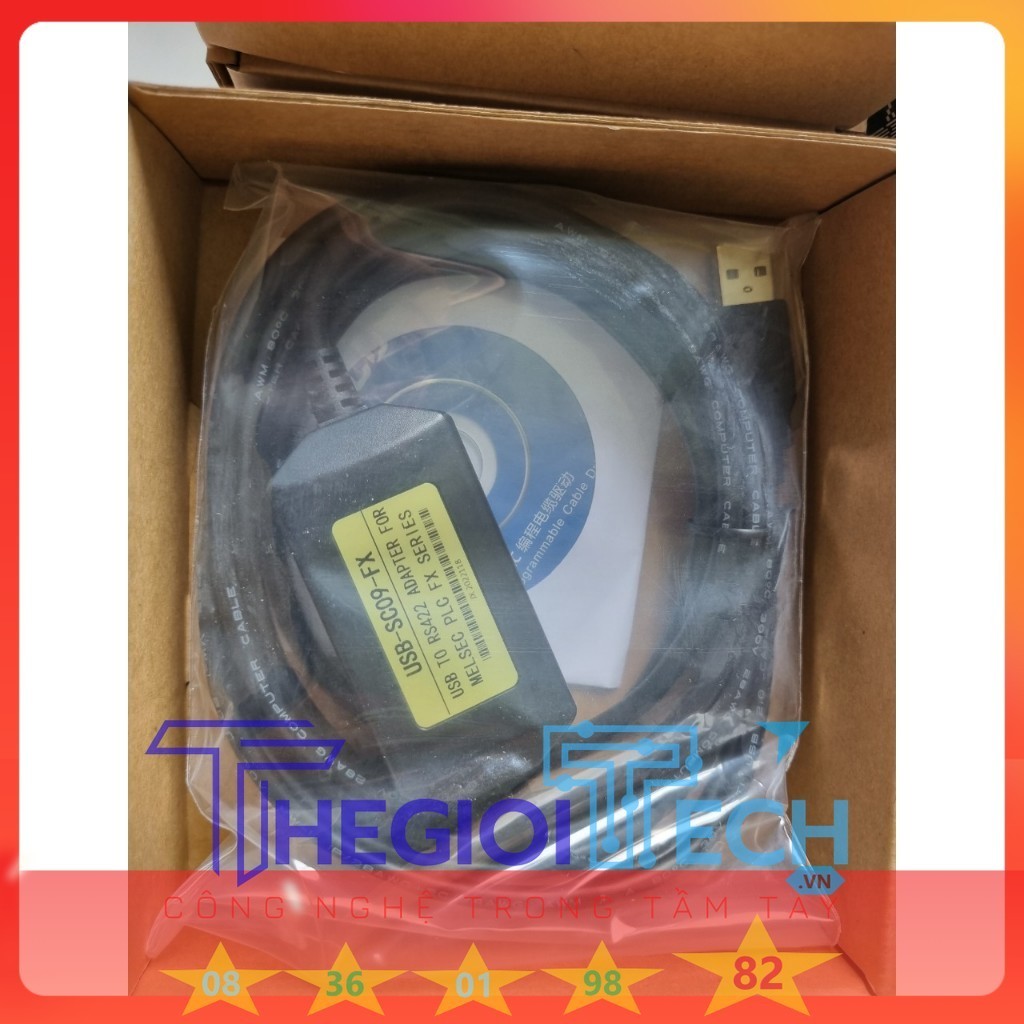 USB-SC09-FX, FX-USB-AW Cáp lập Trình Cho PLC Mitsubishi FX0N FX1N FX2N FX0S FX1S FX3U FX3G Series Hỗ trợ Windows7/10/11 - USB-SC09-FX Đen