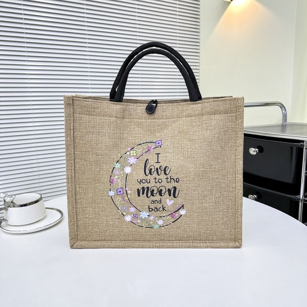 HKKFNQ In chữ Túi Tote Vải lanh Tái sử dụng Sức chứa lớn Túi xách đi biển Thường ngày Tay cầm trên Túi mua sắm - 5