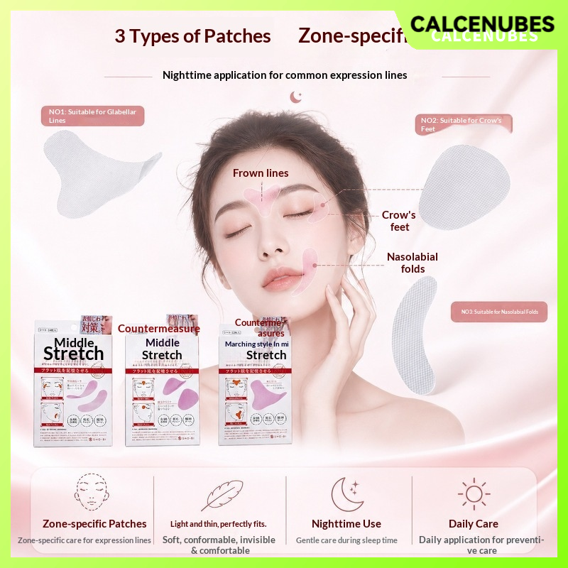 CALCENUBES 3-in-1 Facial Patch Set for Crow's Feet, Frown Lines & Nasolabial Folds - Overnight Anti-Wrinkle Care with Gentle Fit ราคา 29 บาท*ส่งฟรี