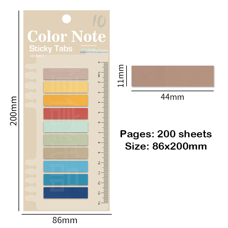 [Undistracted] 200 tờ đầy màu sắc trong suốt trang đánh dấu chỉ mục Tab Bookmark dính ghi chú Kawaii sinh viên văn phòng phẩm trường học văn phòng phẩm