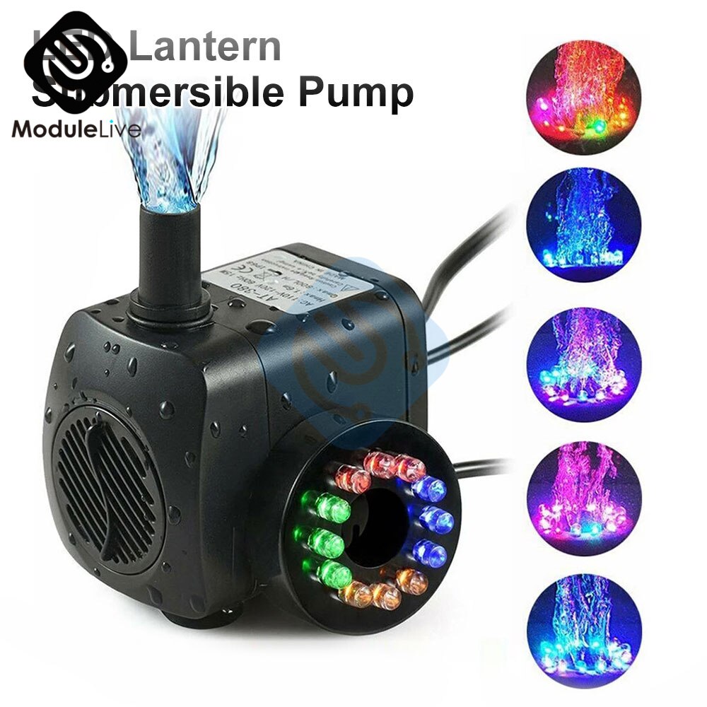 15 Wát mạnh mẽ Máy bơm nước chìm với 12 LED Đèn pin dùng dưới nước máy bơm nước cho đài phun nước ao cá cảnh bể nước bơm statuary
