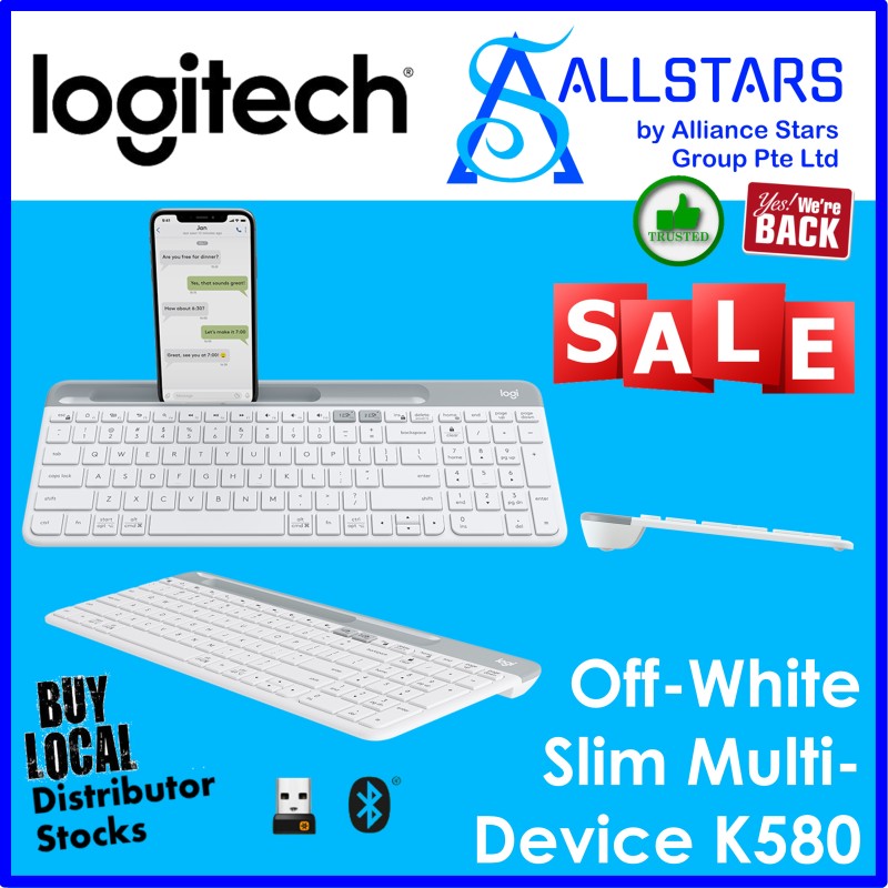 (ALLSTARS : We are Back PROMO) Logitech K580 Slim Multi-Device Wireless Keyboard (Off-White: 920-009211 / Graphite: 920-009210) (Warranty 1year with BanLeong) Singapore