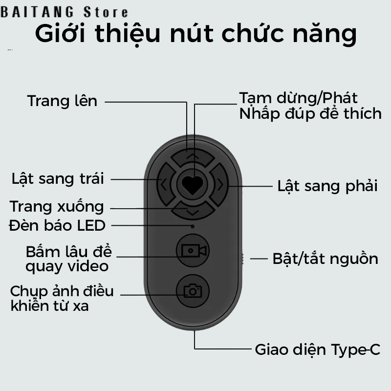 Điều khiển từ xa Bluetooth Mini Di động có thể sạc lại Bộ điều khiển không dây Nút chụp máy ảnh Bộ điều khiển Video đa năng hỗ trợ chụp ảnh selfie miễn phí vận chuyển hàng mới khuyến mãi bảo hành chính hãng phù hợp với gậy chụp ảnh mọi loại
