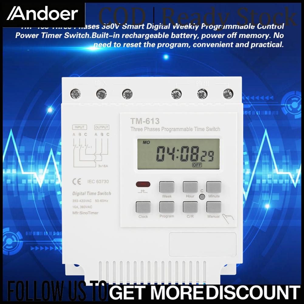 Andoer TM-163 สามเฟส 380V สวิตช์ตั้งเวลาควบคุมโปรแกรมอัจฉริยะดิจิตอลรายสัปดาห์ ราคา 1,048 บาท*ส่งฟรี