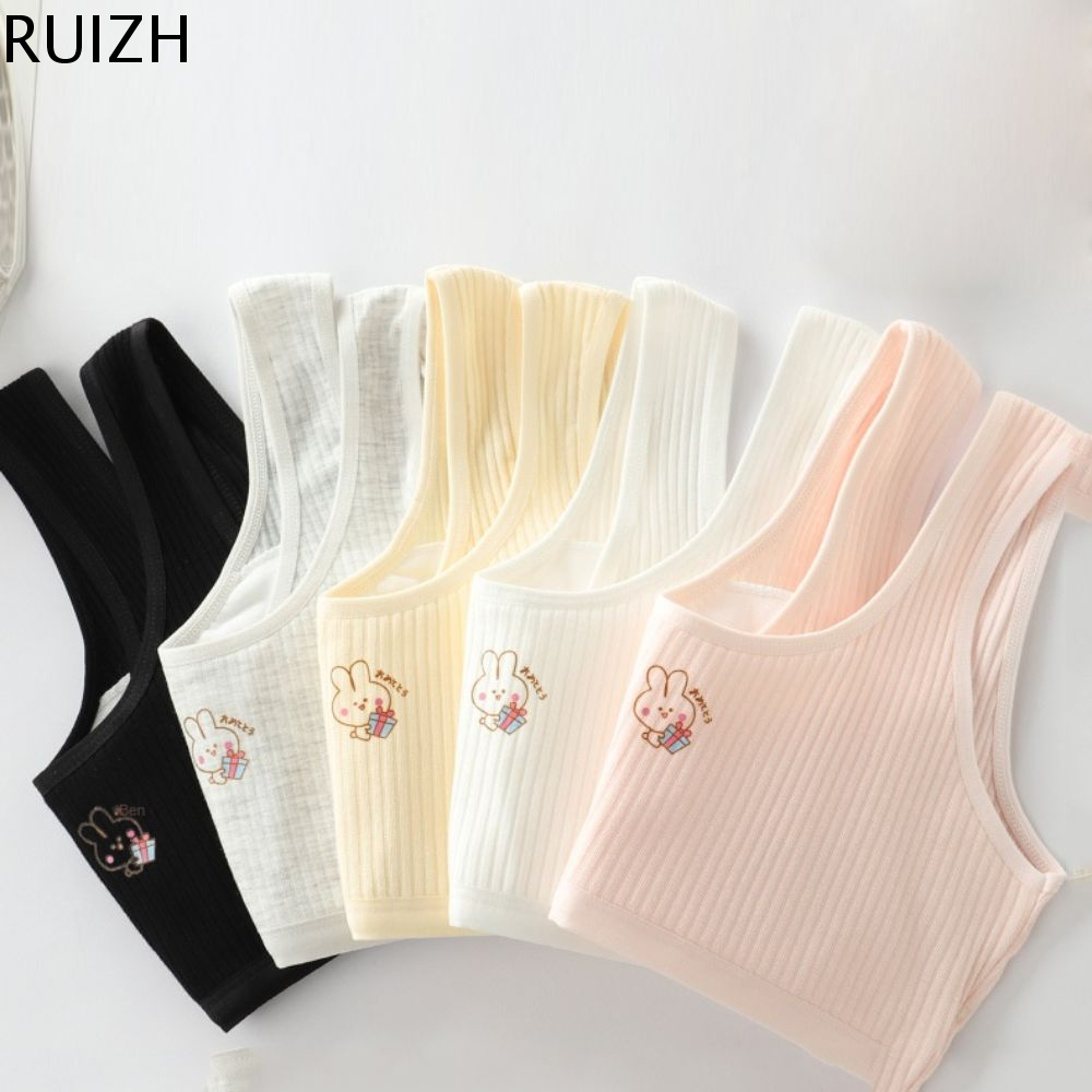 RUIZH Mềm Đồ lót trẻ em Thỏ Colorfast Áo hai lớp Cốc đầy đủ Bó Vai Đồ lót cho bé gái Cô Gái
