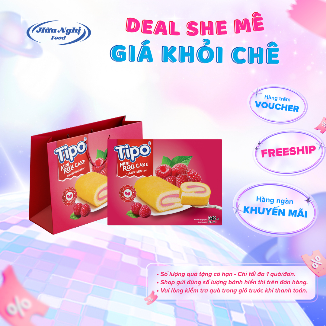 Tipo Raspberry Pineapple Cake 342g Huu Nghi with Bag