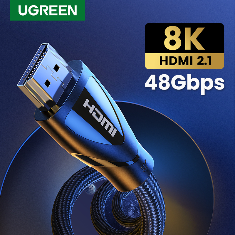 UGREEN HDMI Cable 8K 60Hz HDMI 2.1 Cable 48Gbps Ultra High Speed 4K 120Hz Braided HDMI Cable Dynamic HDR for PS5 PS4 Xiaomi Mi Box Apple TV Xbox 360 one X S Wii U UHD TV Blu-ray player Projector