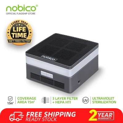 Nobico Air purifier UVC Light Sterililzer high-efficiency composite HEPA+activated charcoal filter Purification and filtration of PM2.5,Prevent pollen and other allergens,decomposes formaldehyde, negative ionizer,room and car air cleaner with Aromatherapy
