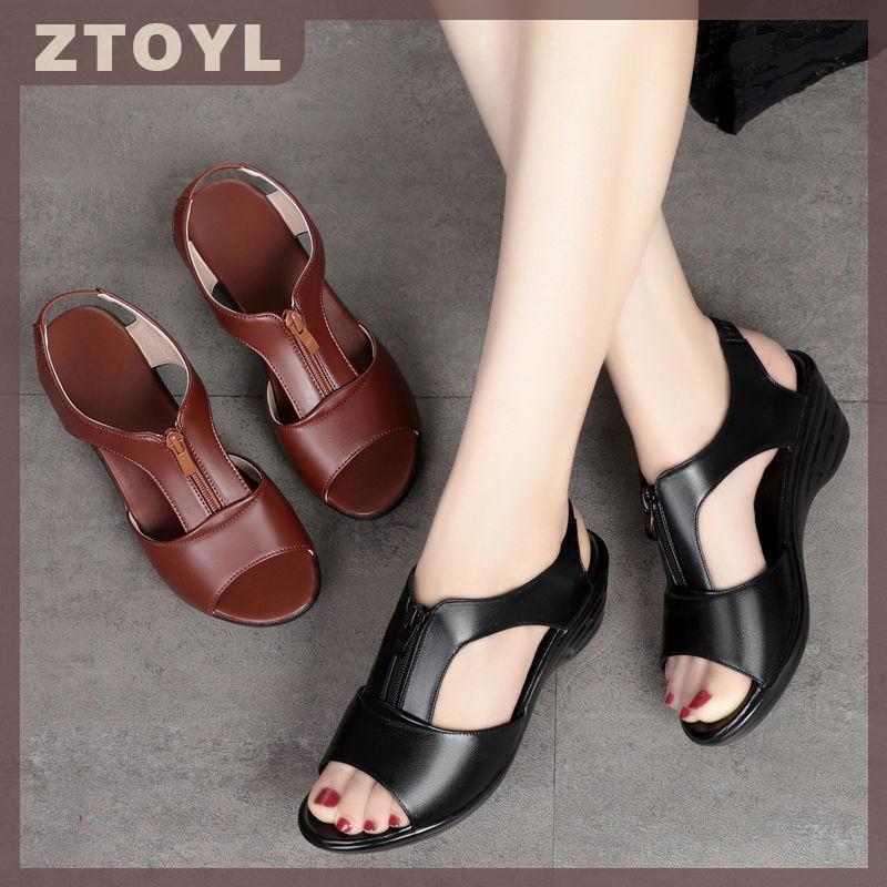  ZTOYL Dép Xăng đan nữ 2025 mùa hè phong cách mới Giày đế mềm đế xuồng miệng cá Giày nữ trung niên và cao tuổi Giày nữ trung niên thời trang 