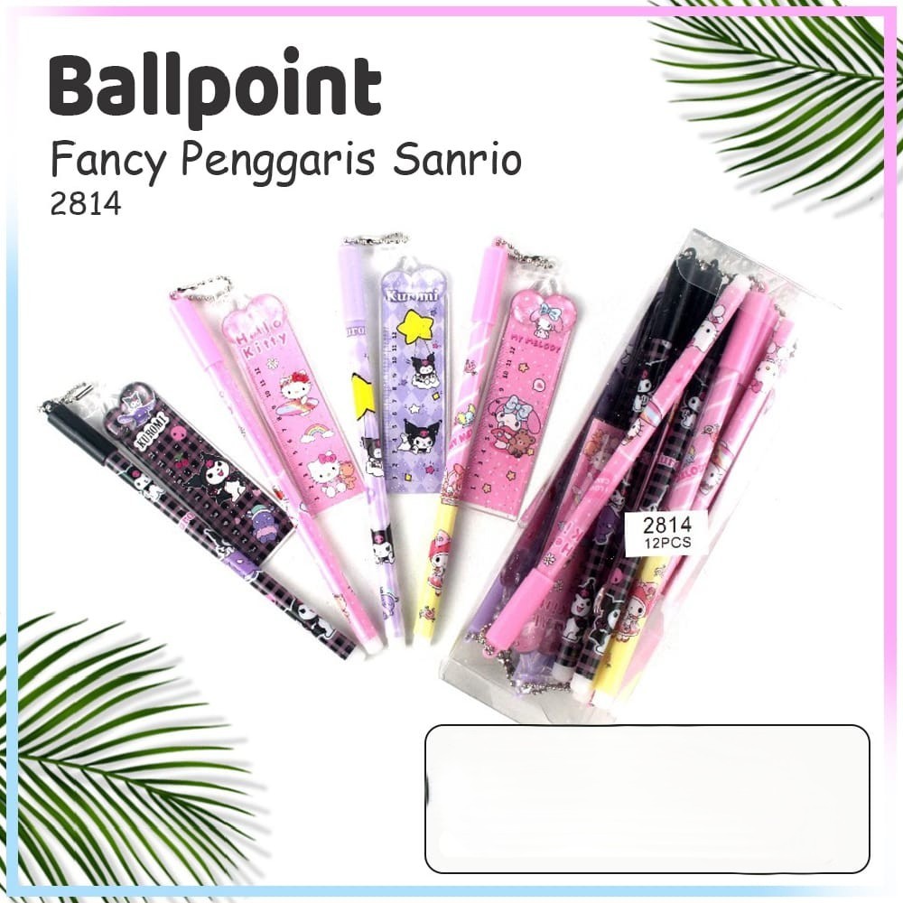 (12pc) PENA BALLPEN PEN GEL motif gantung garisan SANRIO